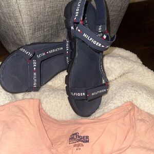 Tommy Hilfiger Navy Sandals with Logo Straps